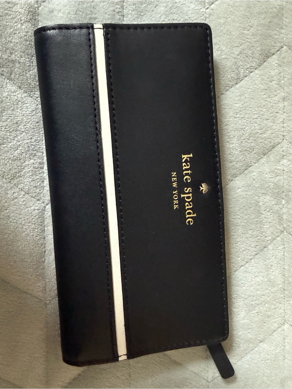 kate spade Black Leather Bifold Wallet with White Accents